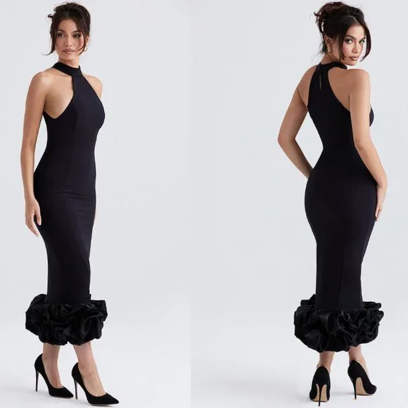 House of CB 'Juniper' Black Peplum Midi NWT - Picture 5 of 11